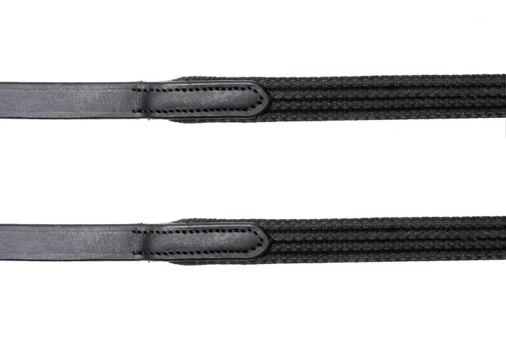 correct connect Sure Grip Rubber Reins with Rein Stops-Superb Slim Rubber Woven Grip