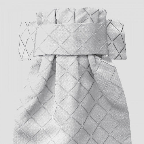 Ready-Tied Stock Diamond Jacquard Deluxe White/Silver