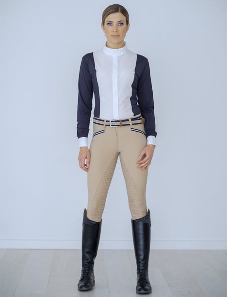 BTB 'Beige' Breech with Navy & white Tape