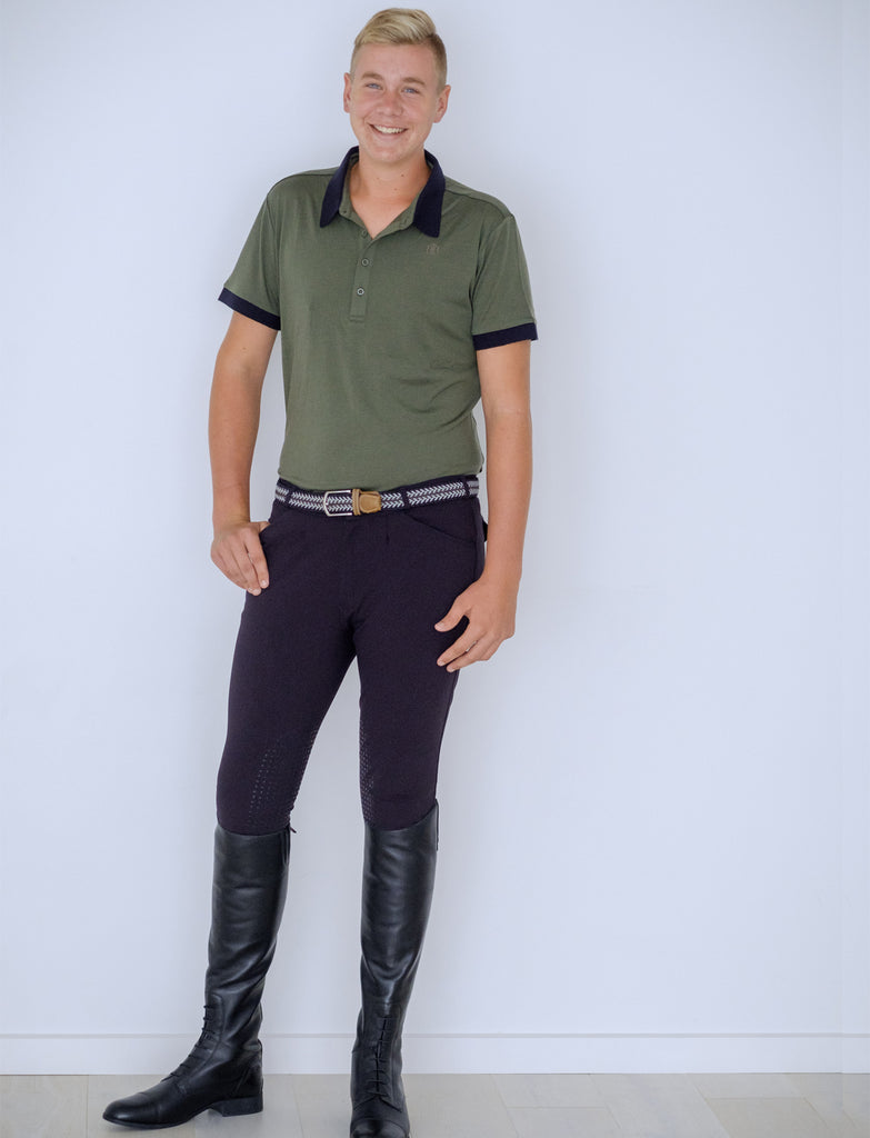 MEN'S PLAIN FRONT BAMBOO BREECH -BEIGE AND NAVY