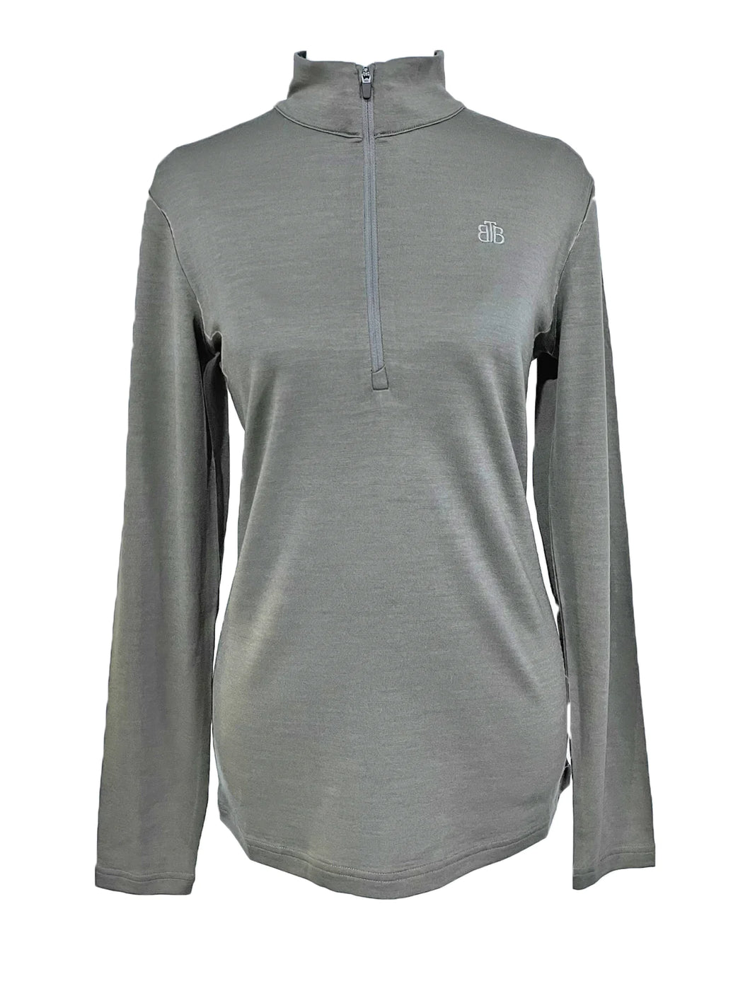 BTB MERINO ZIP FRONT PULLOVER - Slate  grey  color